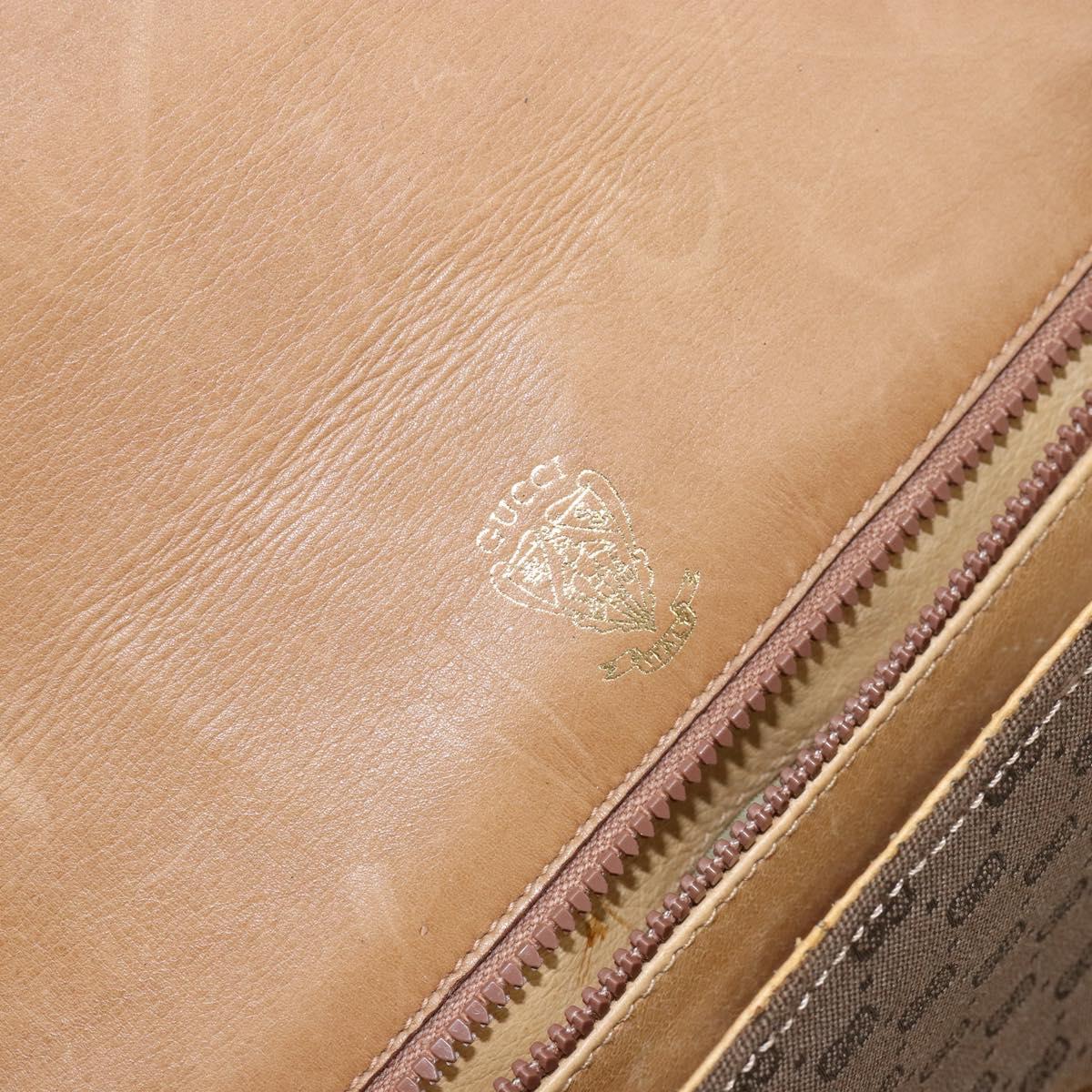 GUCCI Micro GG Canvas Shoulder Bag Brown Gold Auth BA6220