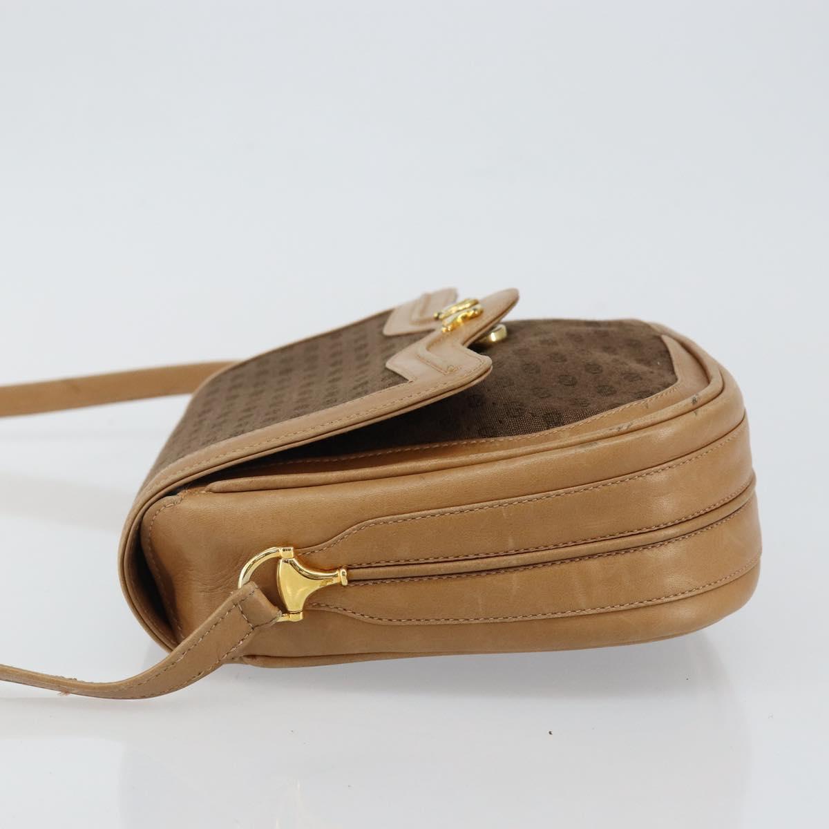 GUCCI Micro GG Canvas Shoulder Bag Brown Gold Auth BA6220