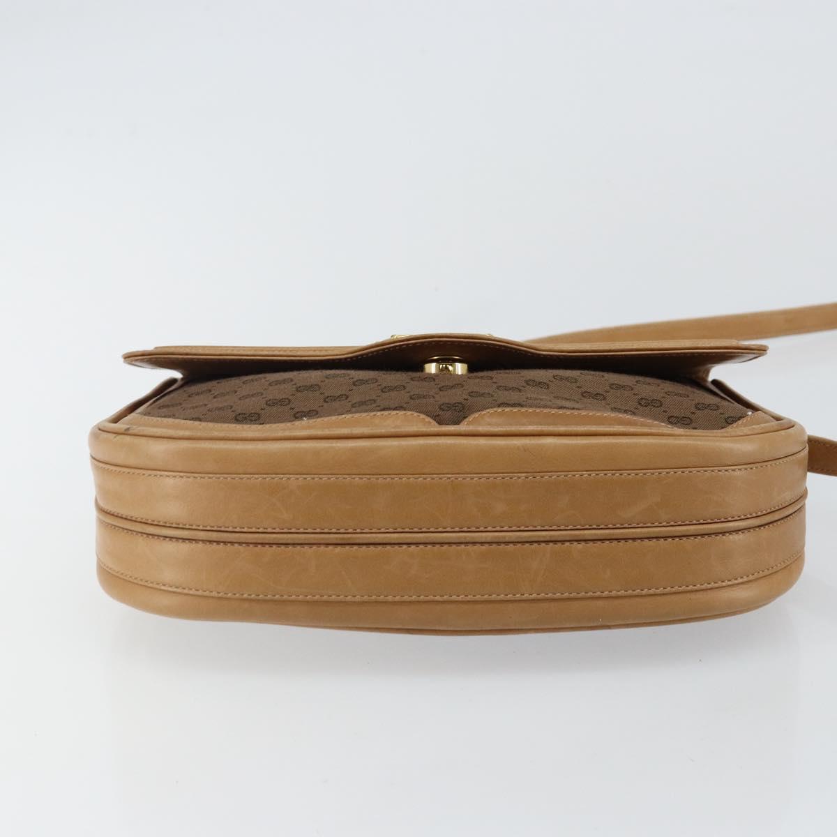 GUCCI Micro GG Canvas Shoulder Bag Brown Gold Auth BA6220