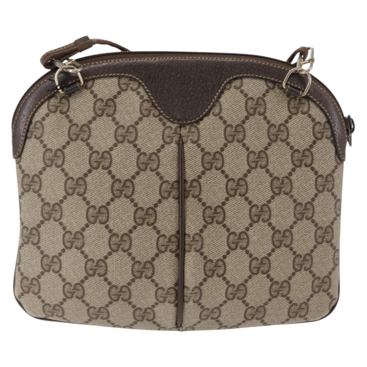 GUCCI GG Supreme Web Sherry Line Bag PVC Beige Gold Red 904 02 047 Auth BA6221