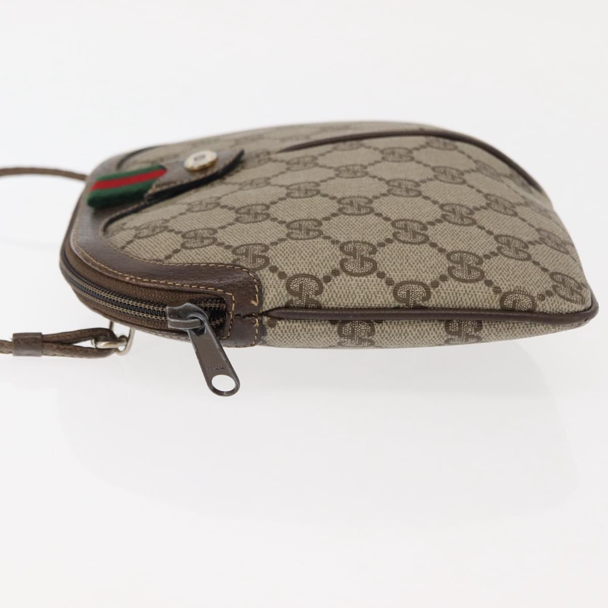 GUCCI GG Supreme Web Sherry Line Bag PVC Beige Gold Red 904 02 047 Auth BA6221
