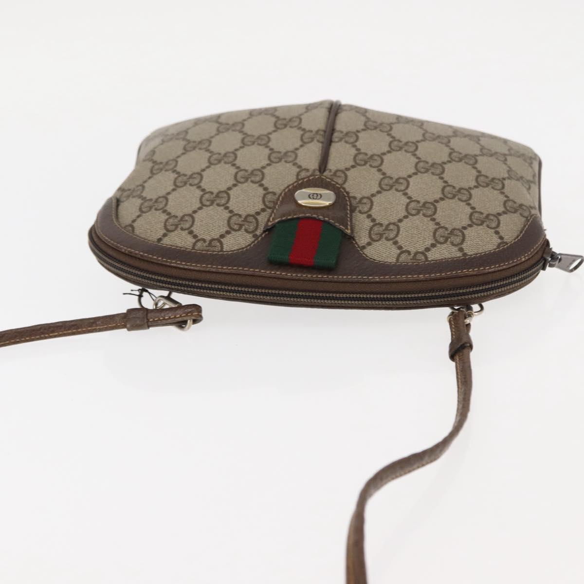 GUCCI GG Supreme Web Sherry Line Bag PVC Beige Gold Red 904 02 047 Auth BA6221
