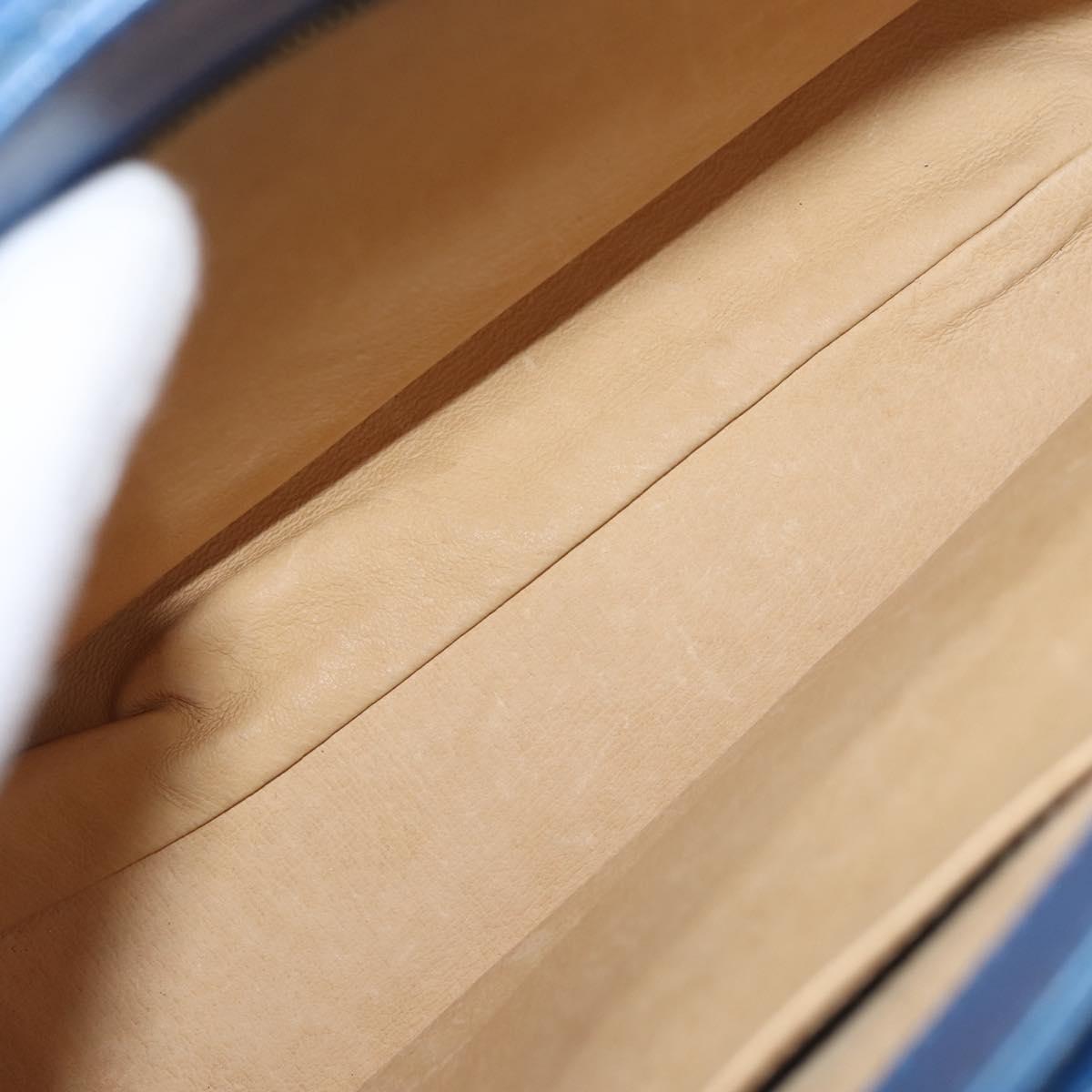 MCM Hand Bag Leather Blue Gold Auth BA6222