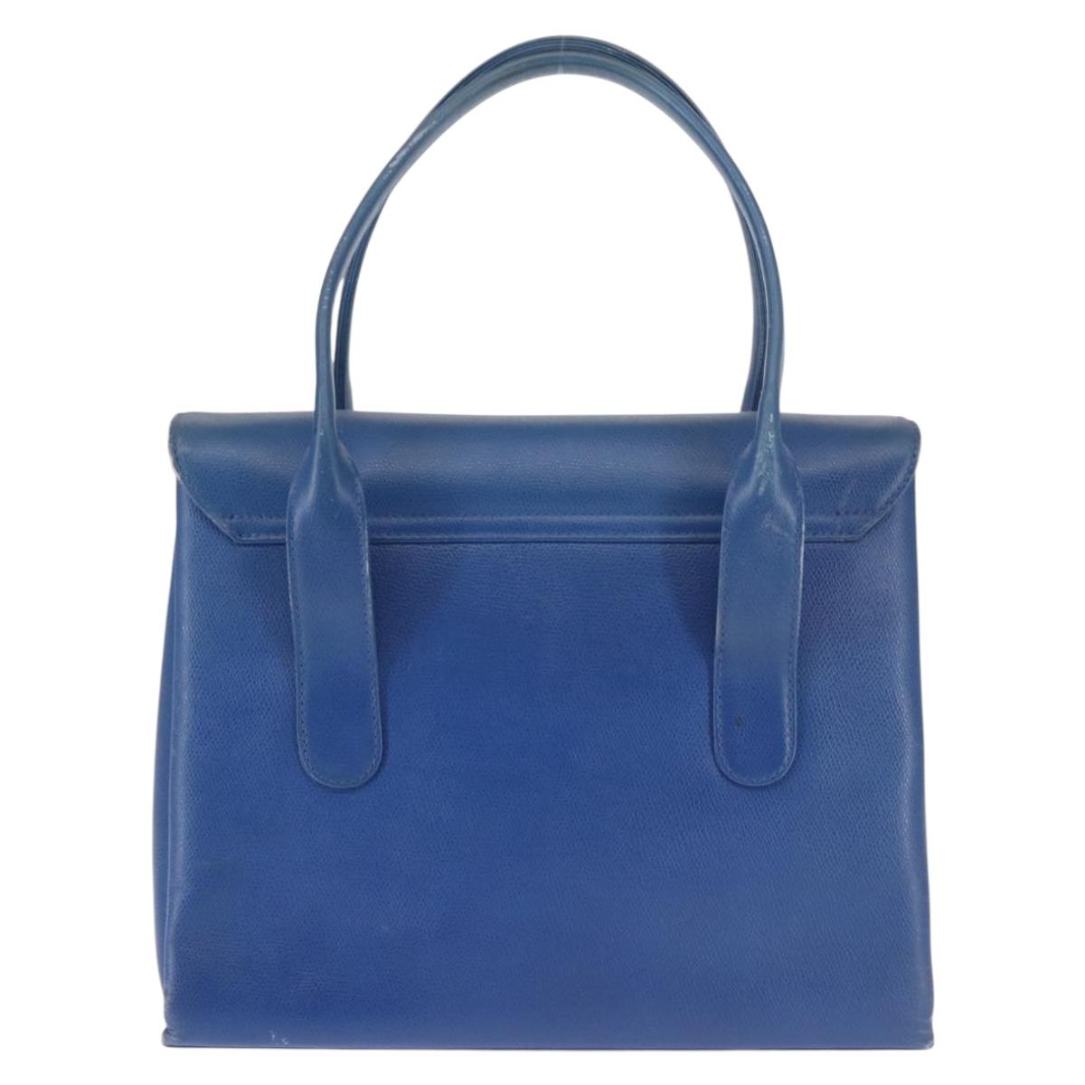 MCM Hand Bag Leather Blue Gold Auth BA6222