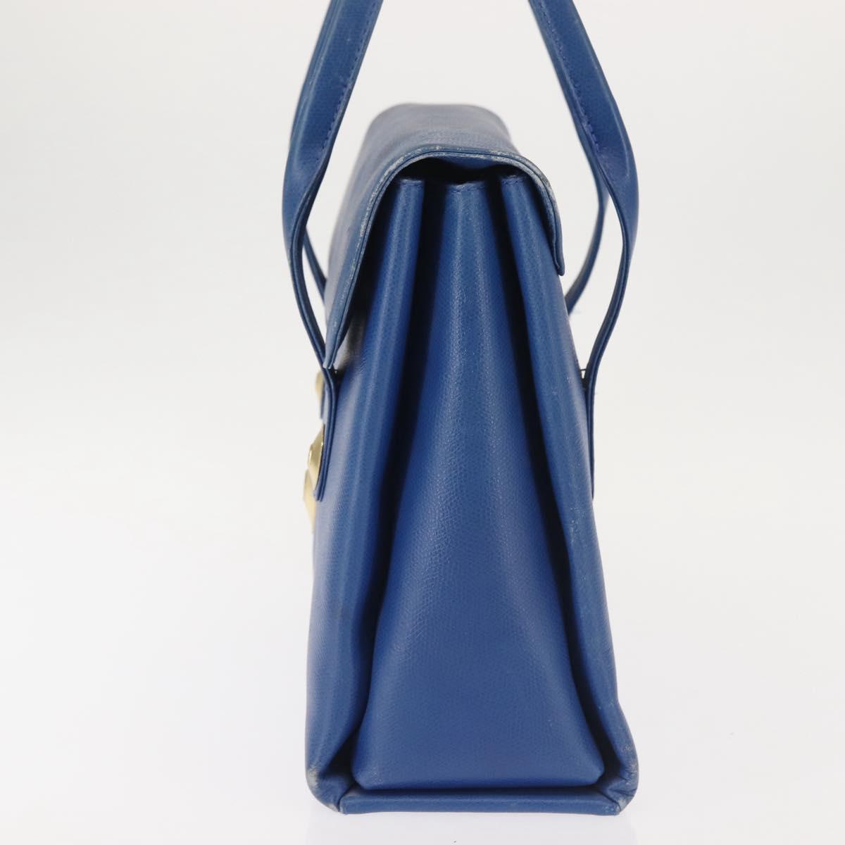 MCM Hand Bag Leather Blue Gold Auth BA6222