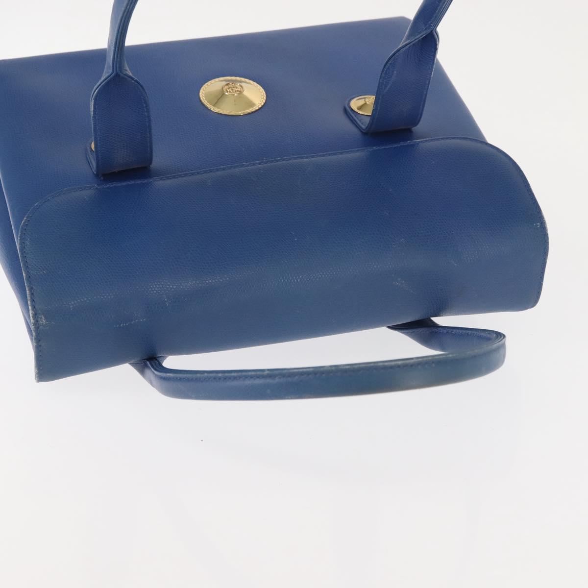 MCM Hand Bag Leather Blue Gold Auth BA6222