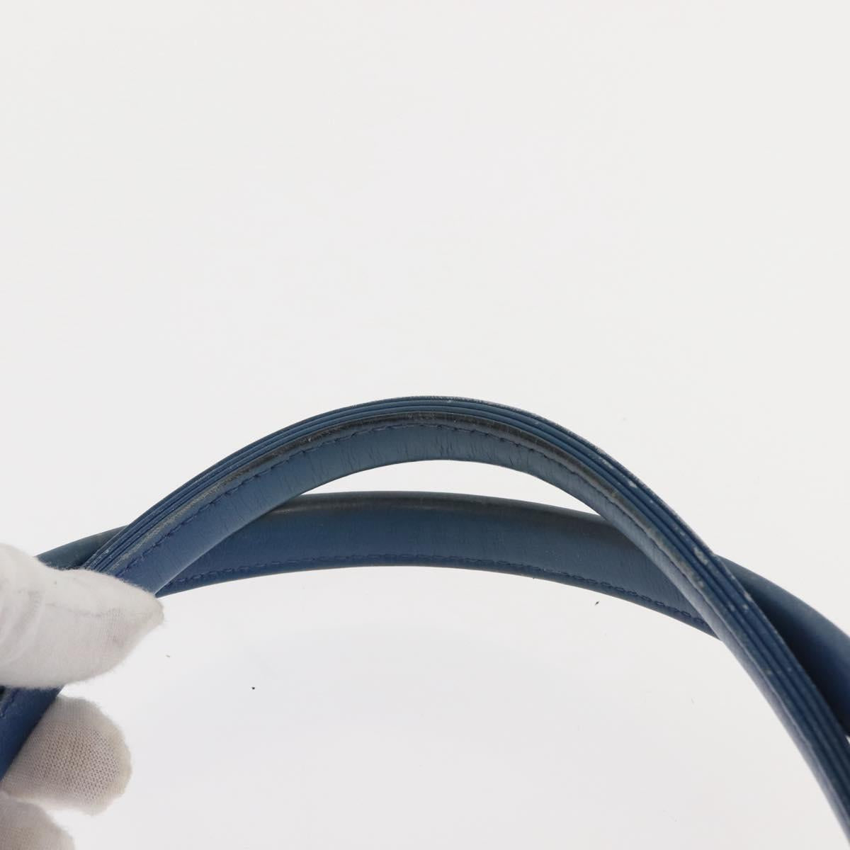 MCM Hand Bag Leather Blue Gold Auth BA6222