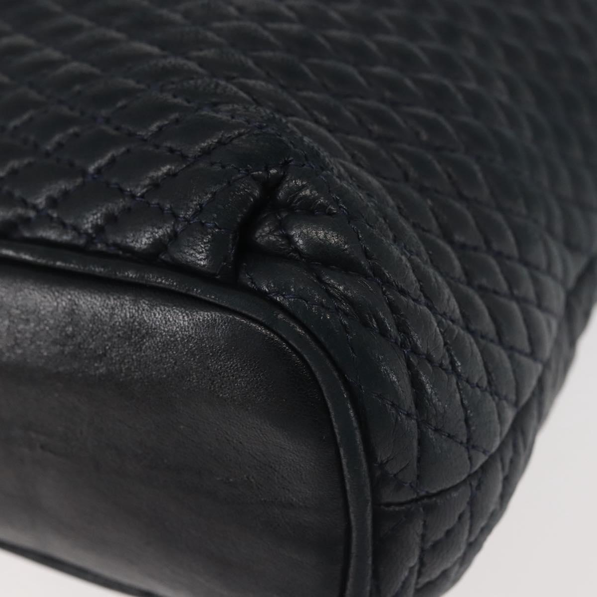 BALLY Chain Shoulder Bag Leather Navy Gold Auth BA6225