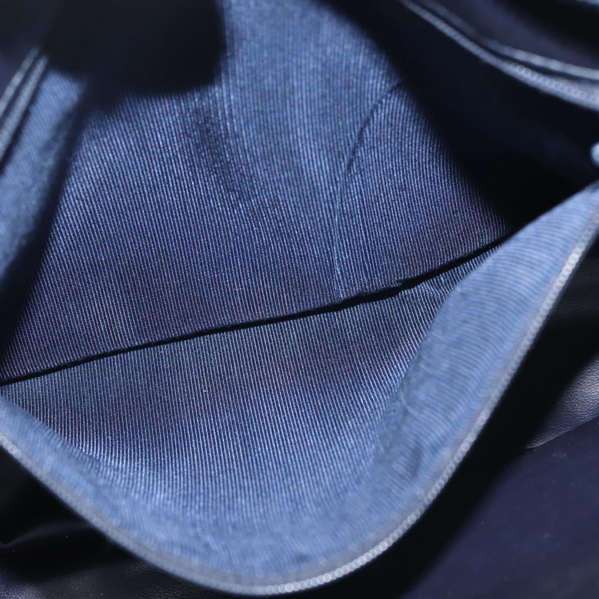 BALLY Chain Shoulder Bag Leather Navy Gold Auth BA6225