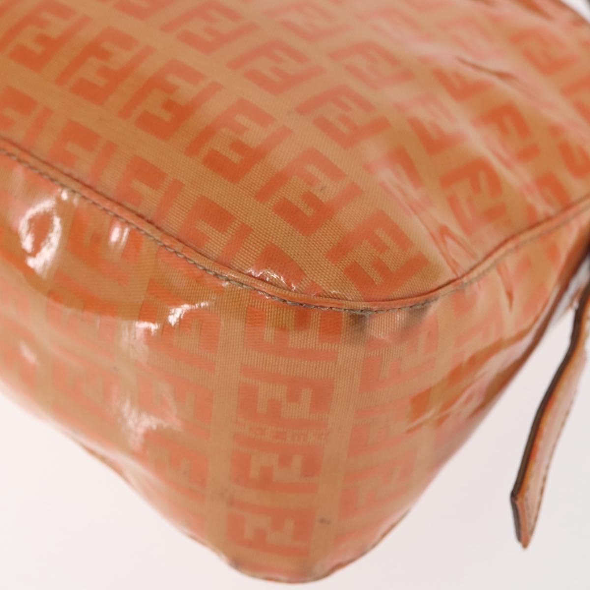 FENDI Zucchino Canvas Mamma Baguette Shoulder Bag Enamel Orange Gold Auth BA6226