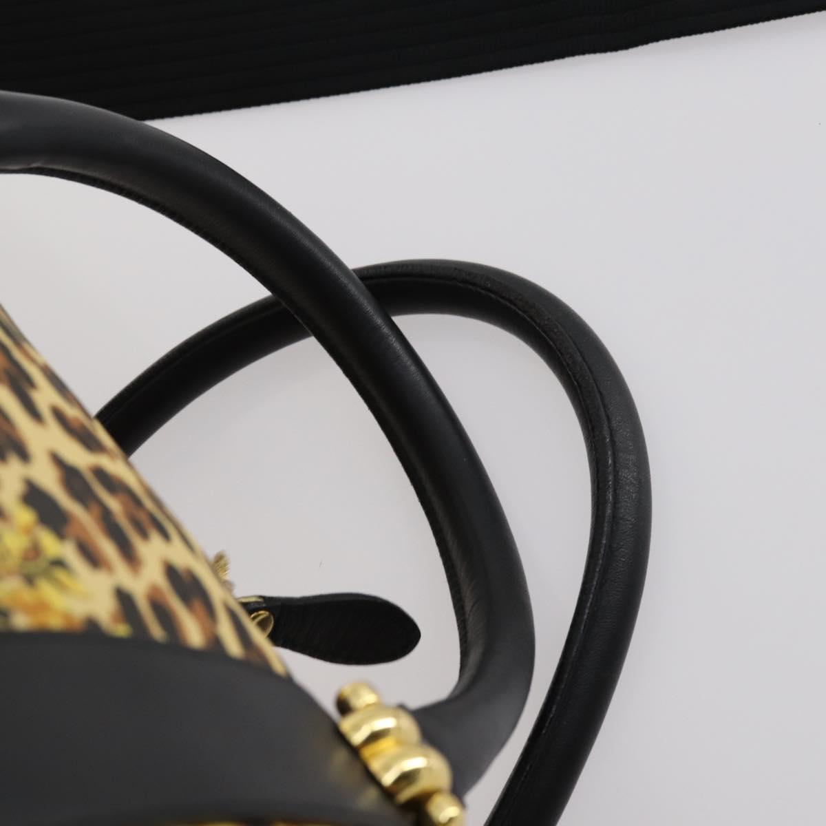 Gianni Versace Boston Bag PVC 2way Yellow Black gold Auth BA6230