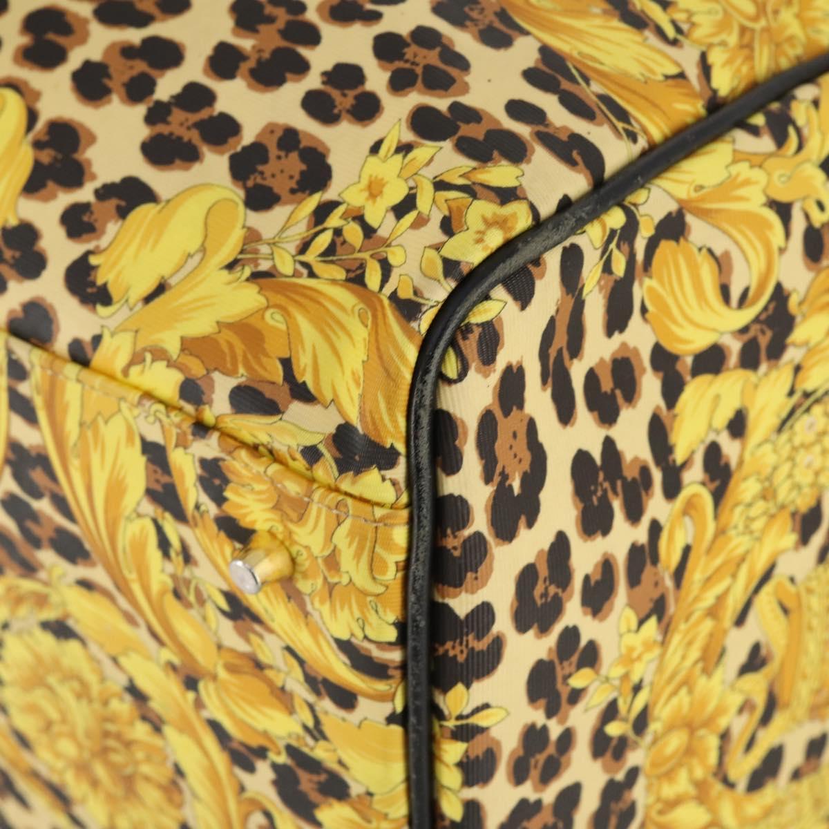 Gianni Versace Boston Bag PVC 2way Yellow Black gold Auth BA6230