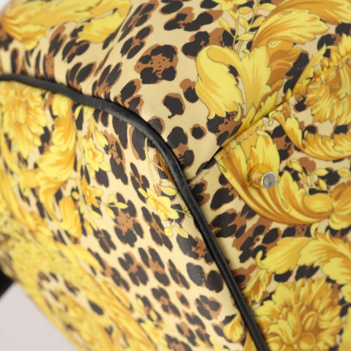 Gianni Versace Boston Bag PVC 2way Yellow Black gold Auth BA6230