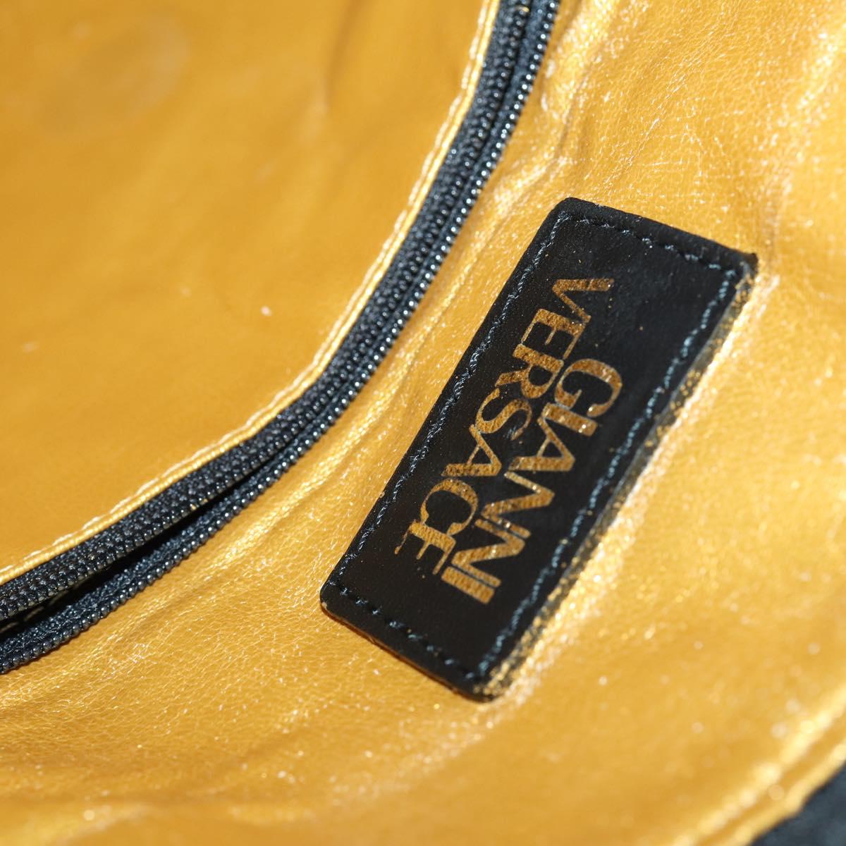 Gianni Versace Boston Bag PVC 2way Yellow Black gold Auth BA6230