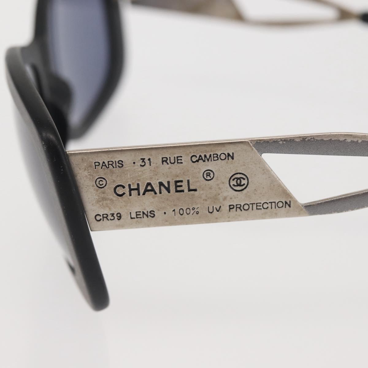 CHANEL Sunglasses Plastic Black CC Auth BA6232