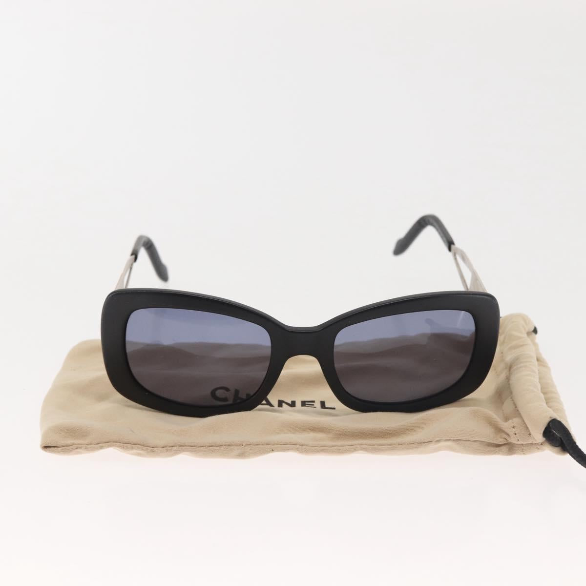 CHANEL Sunglasses Plastic Black CC Auth BA6232