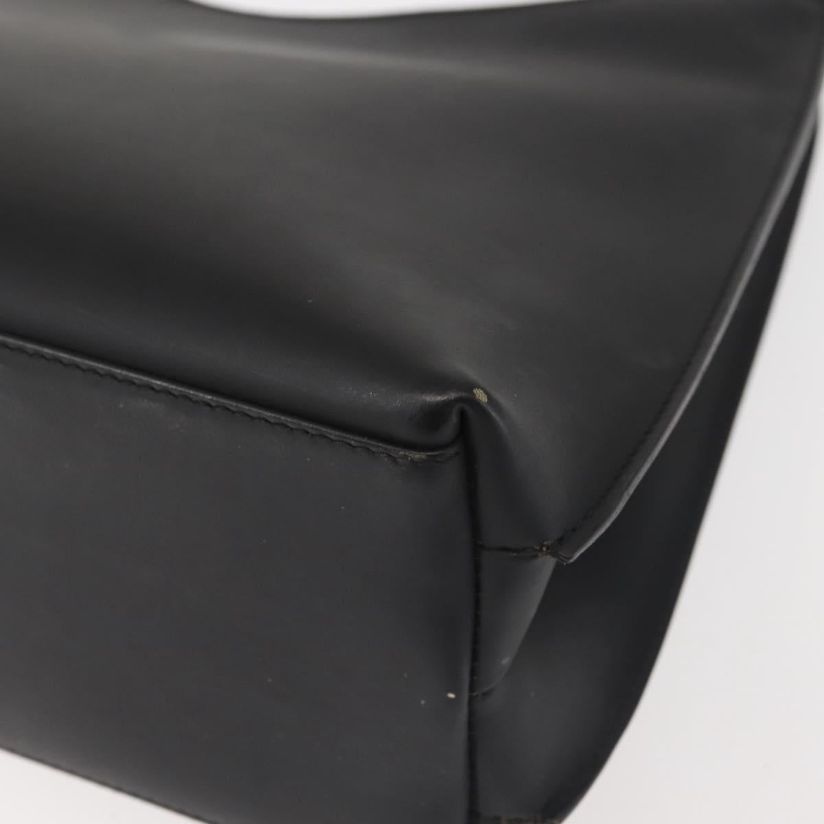 GUCCI Shoulder Bag Leather Black Silver Auth BA6235