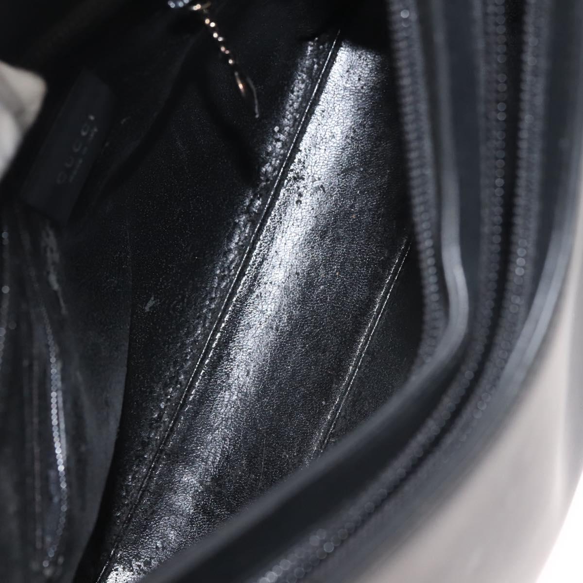 GUCCI Shoulder Bag Leather Black Silver Auth BA6235