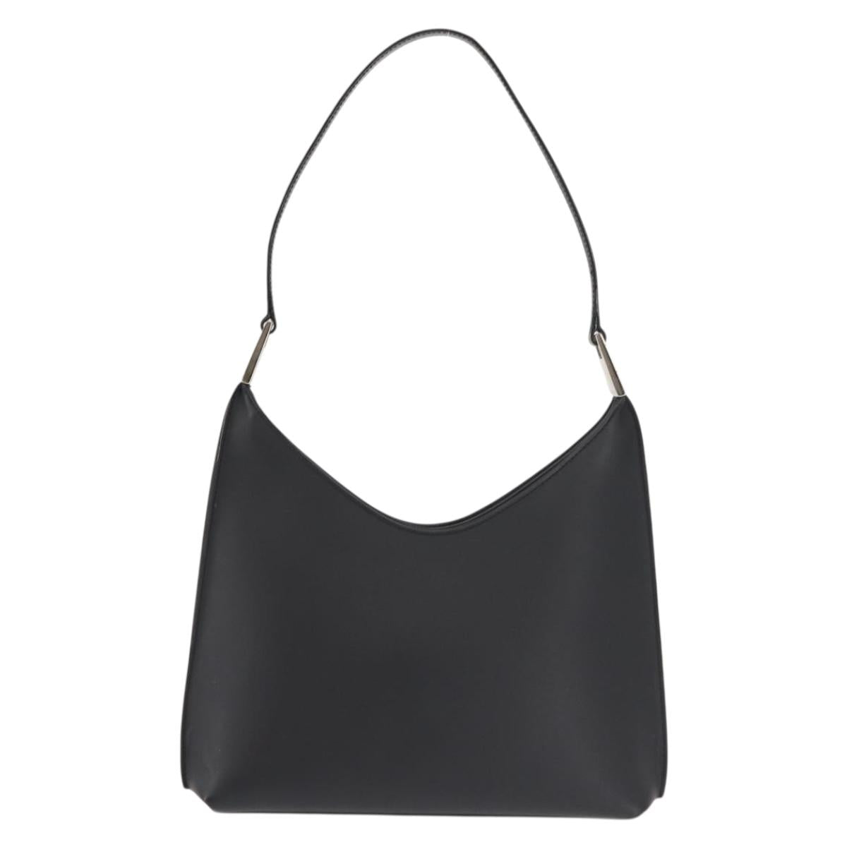 GUCCI Shoulder Bag Leather Black Silver Auth BA6235