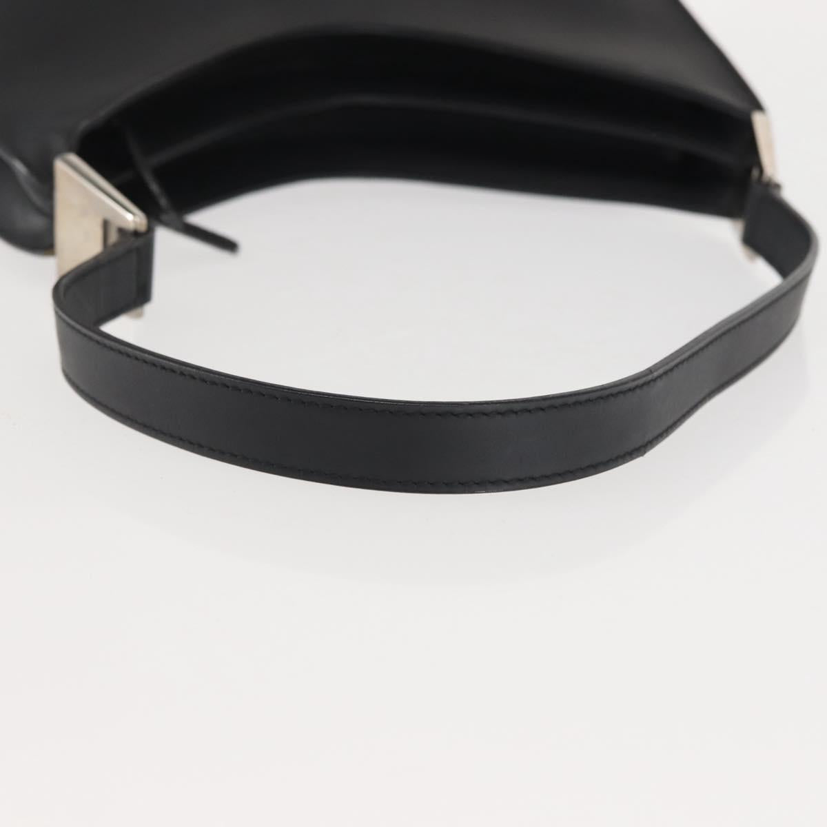GUCCI Shoulder Bag Leather Black Silver Auth BA6235
