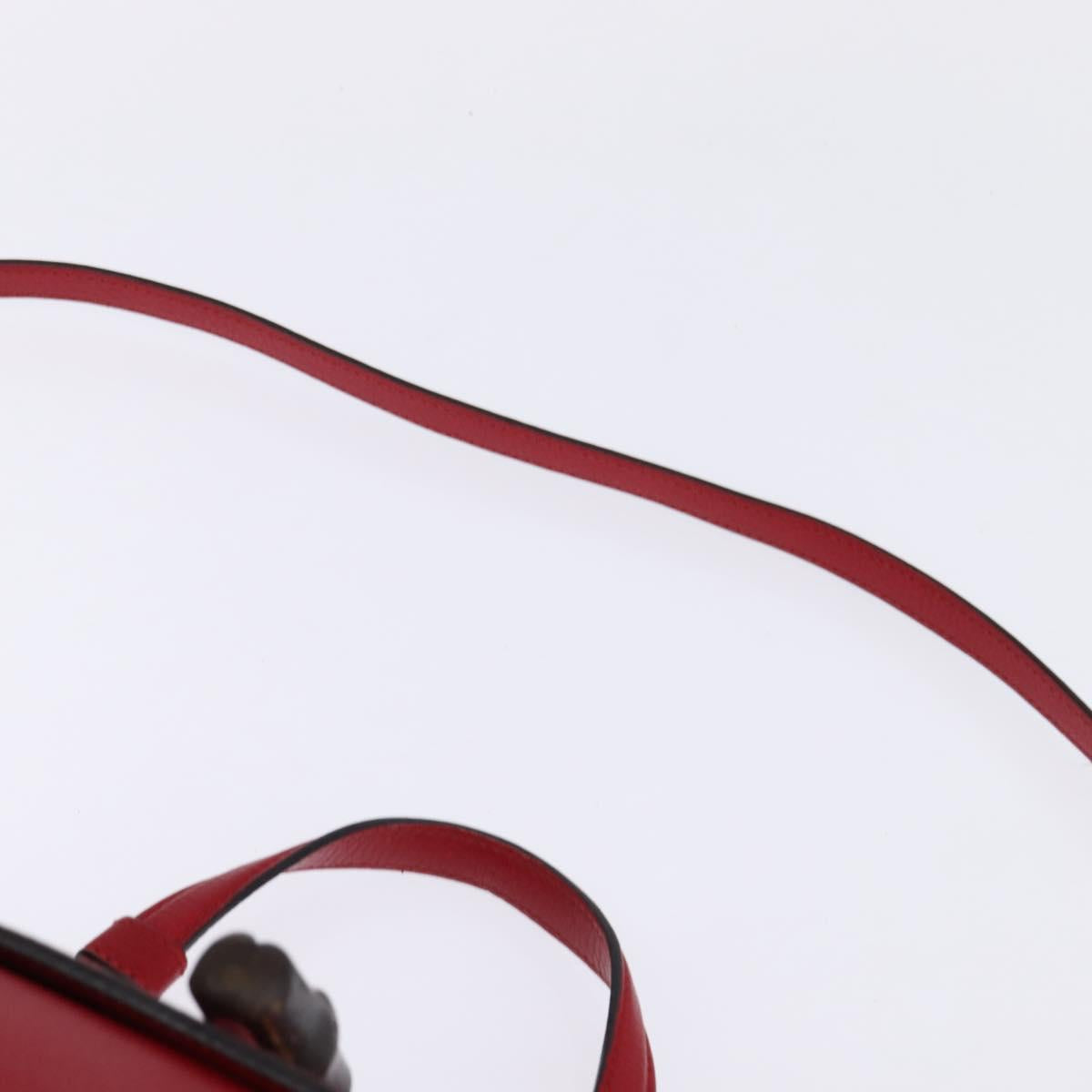 GUCCI Bamboo Daily Hand Bag Leather 2way Red Silver 392013 Auth BA6241