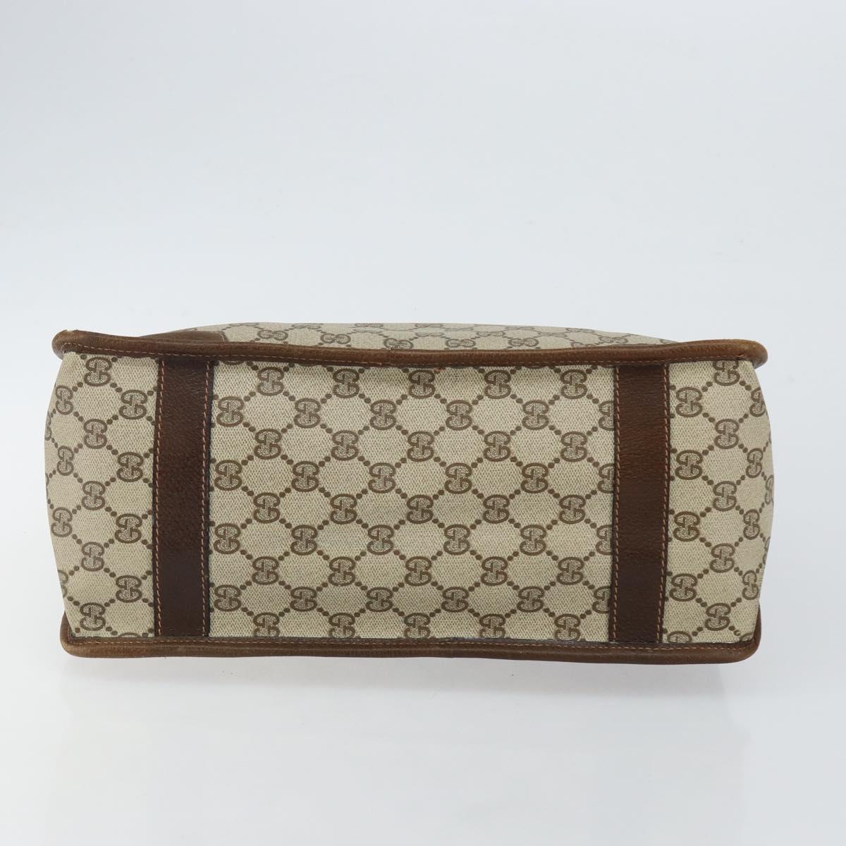 GUCCI GG Supreme Web Sherry Line Hand Bag PVC Beige Gold Red Auth BA6243