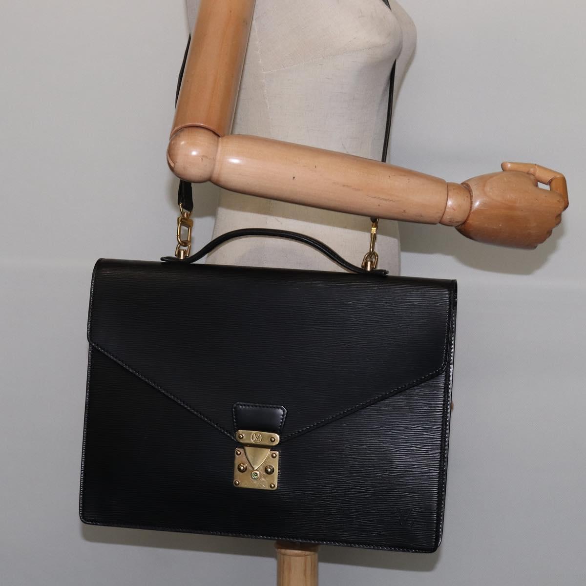 LOUIS VUITTON Epi Porte Documents Bandouliere Black M54462 LV Auth BA6261