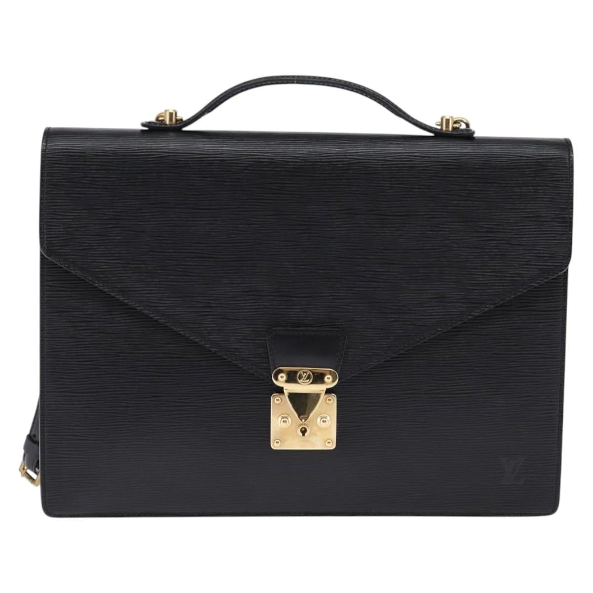 LOUIS VUITTON Epi Porte Documents Bandouliere Black M54462 LV Auth BA6261