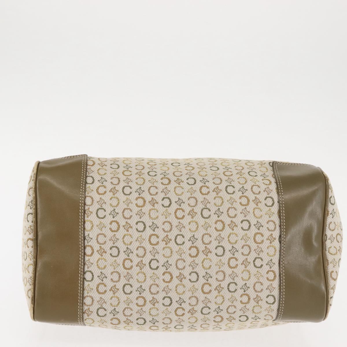 CELINE C Macadam Canvas Hand Bag Beige Silver Auth BA6265