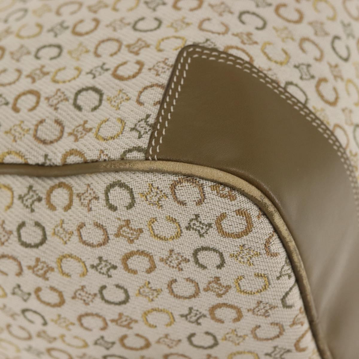 CELINE C Macadam Canvas Hand Bag Beige Silver Auth BA6265