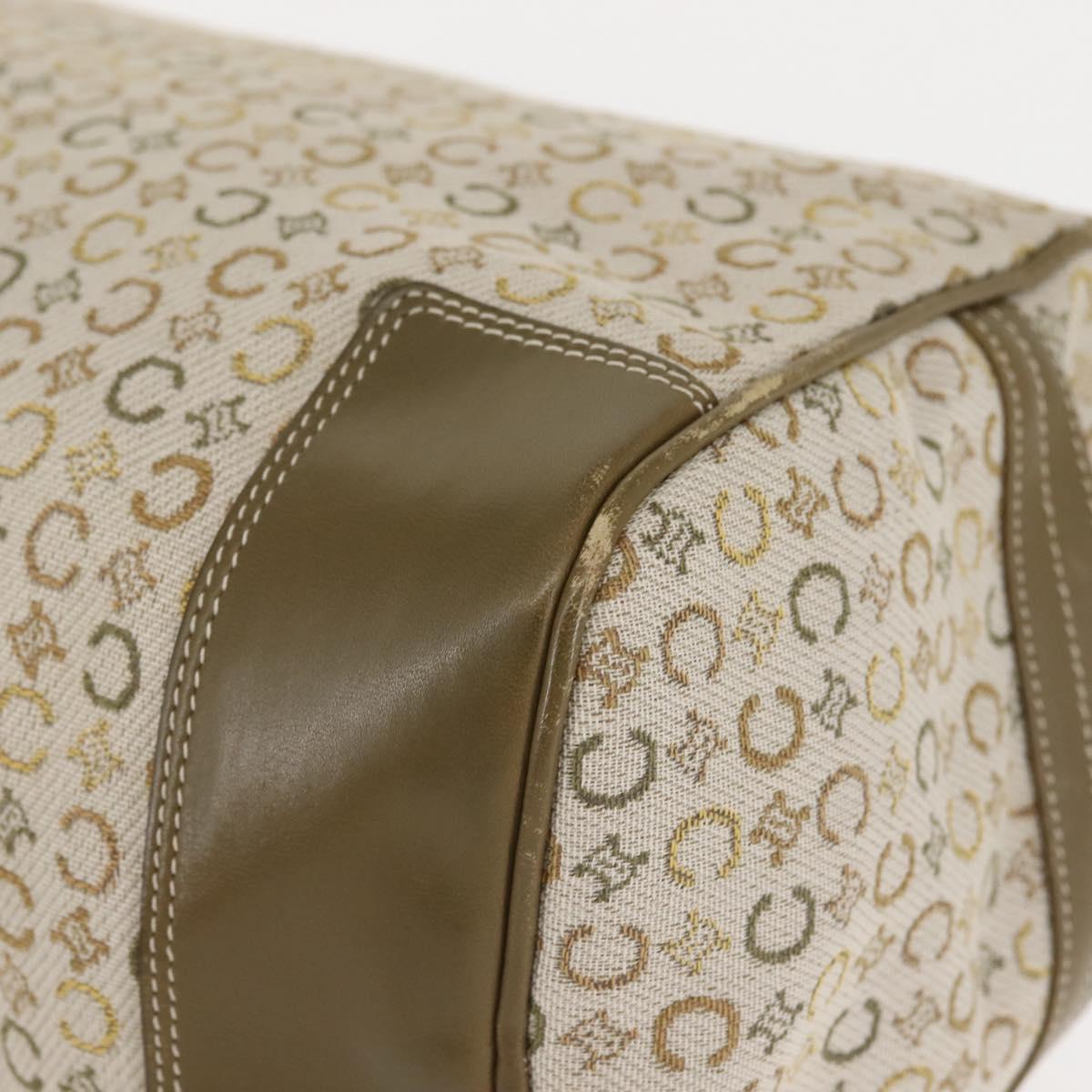 CELINE C Macadam Canvas Hand Bag Beige Silver Auth BA6265