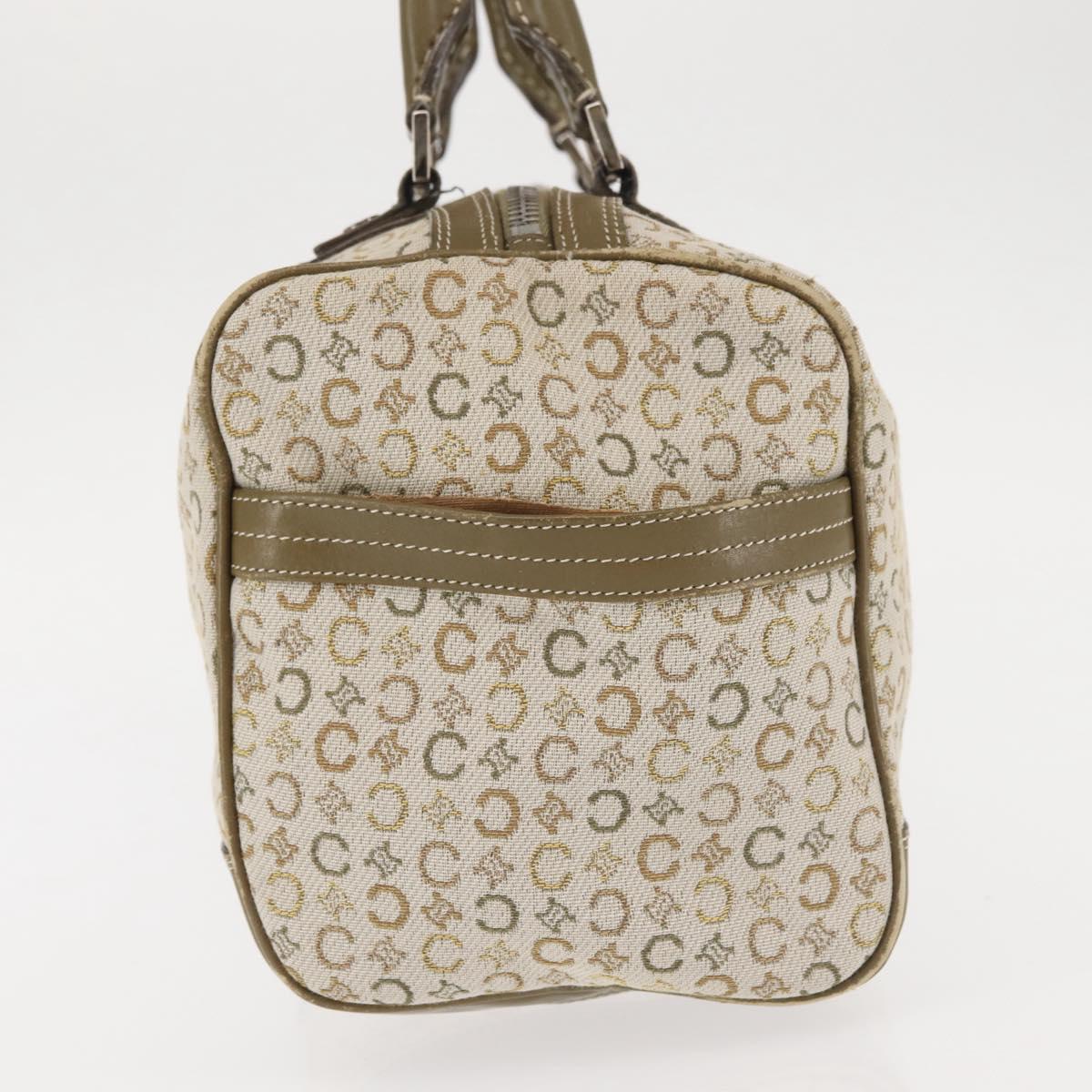 CELINE C Macadam Canvas Hand Bag Beige Silver Auth BA6265