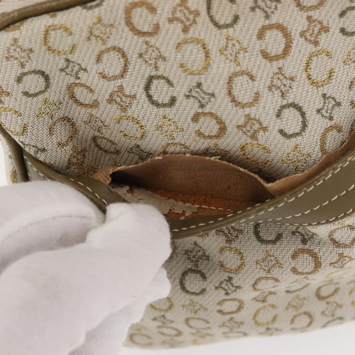 CELINE C Macadam Canvas Hand Bag Beige Silver Auth BA6265