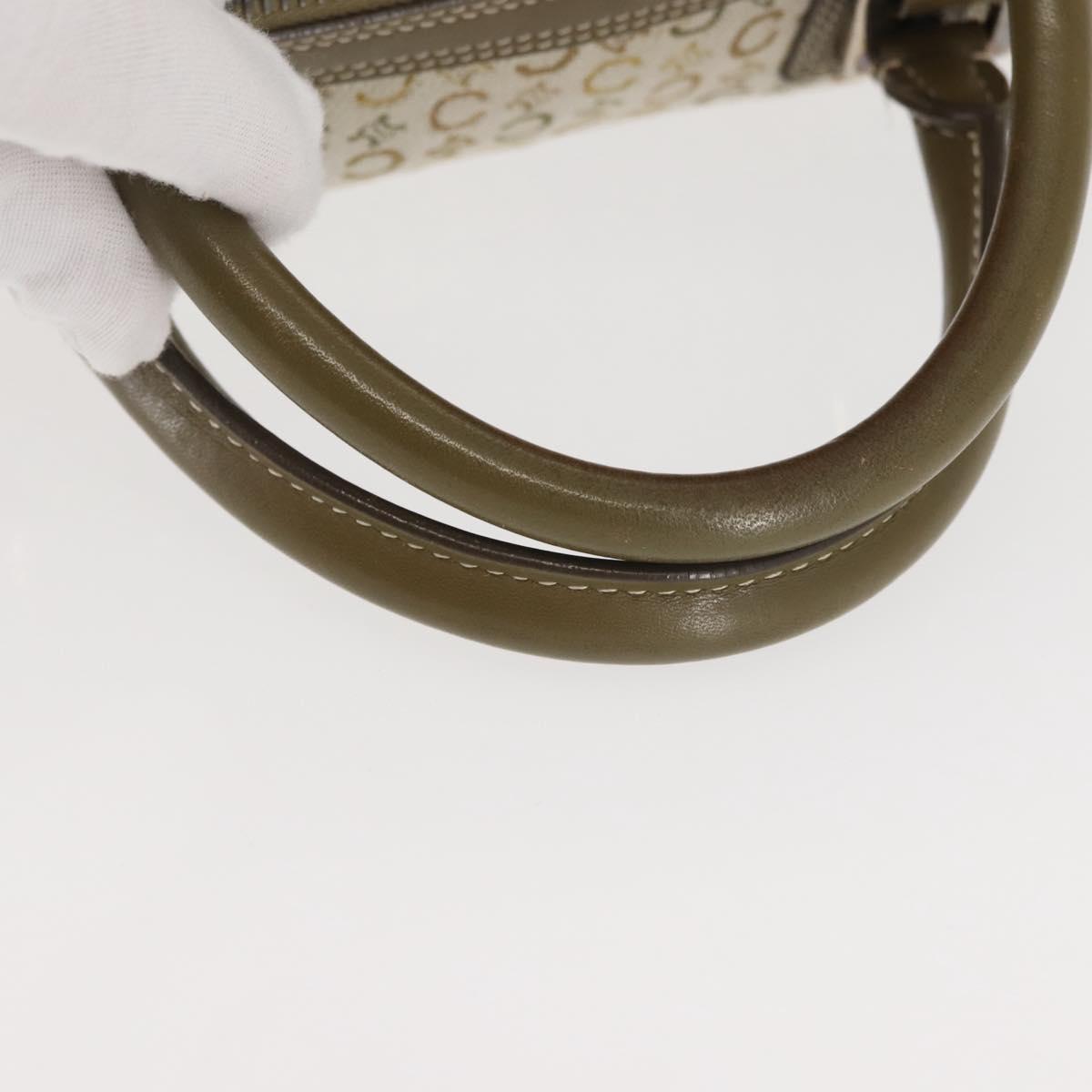 CELINE C Macadam Canvas Hand Bag Beige Silver Auth BA6265