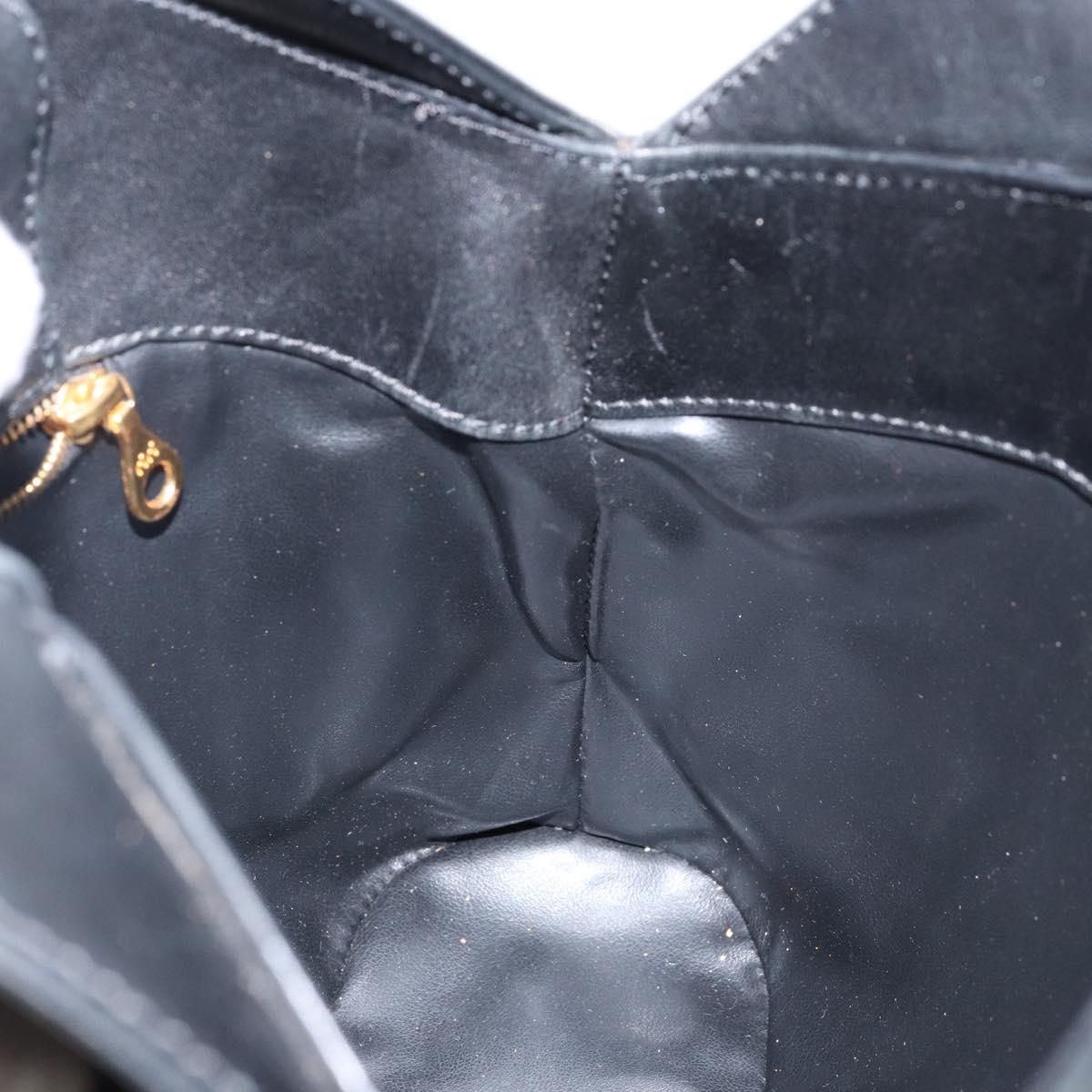 Gianni Versace Hand Bag Leather Black Gold Auth BA6268