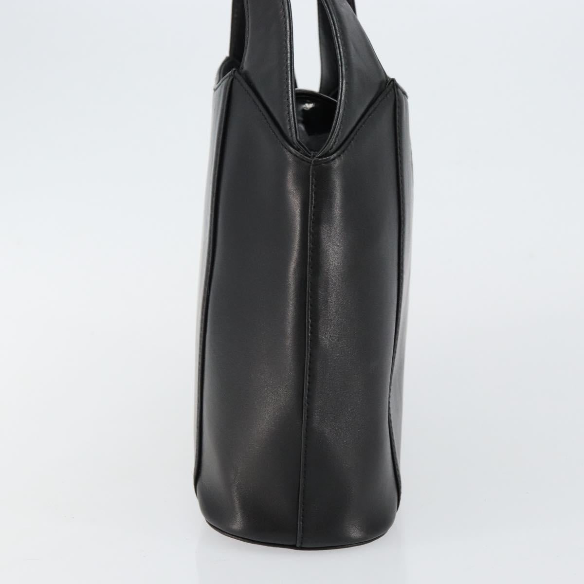 Gianni Versace Hand Bag Leather Black Gold Auth BA6268