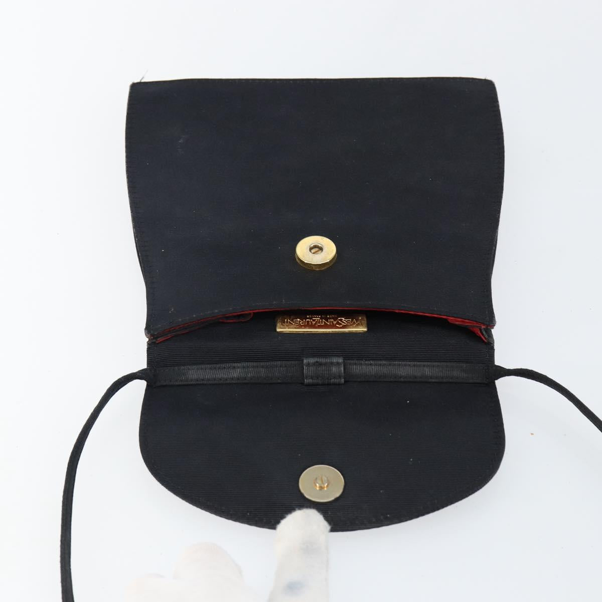 SAINT LAURENT Shoulder Bag Canvas Black Gold Auth BA6269