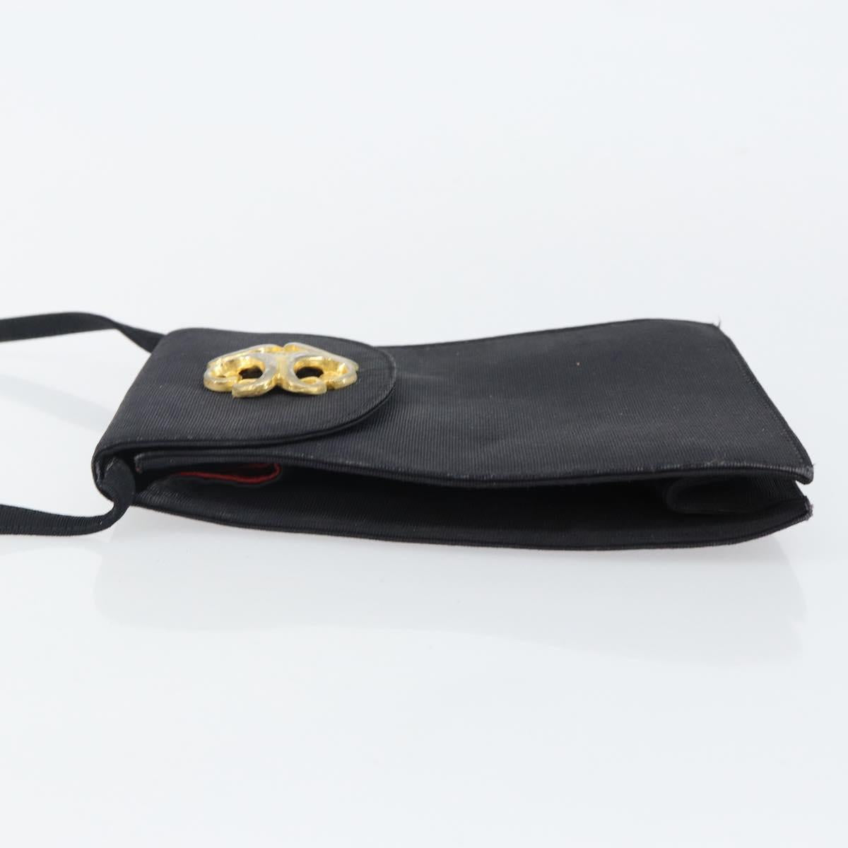 SAINT LAURENT Shoulder Bag Canvas Black Gold Auth BA6269