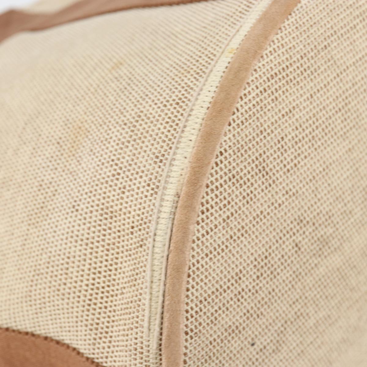 HERMES Sakso MM Hand Bag Canvas Beige Auth BA6270