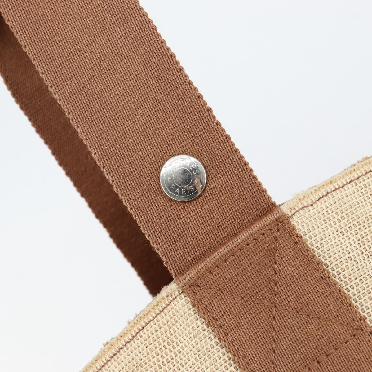 HERMES Sakso MM Hand Bag Canvas Beige Auth BA6270