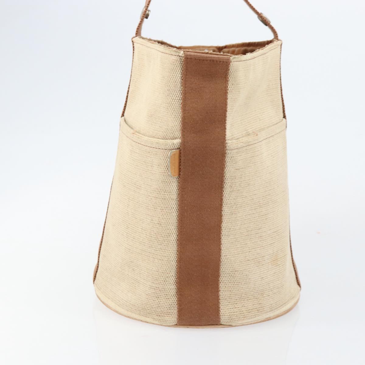 HERMES Sakso MM Hand Bag Canvas Beige Auth BA6270