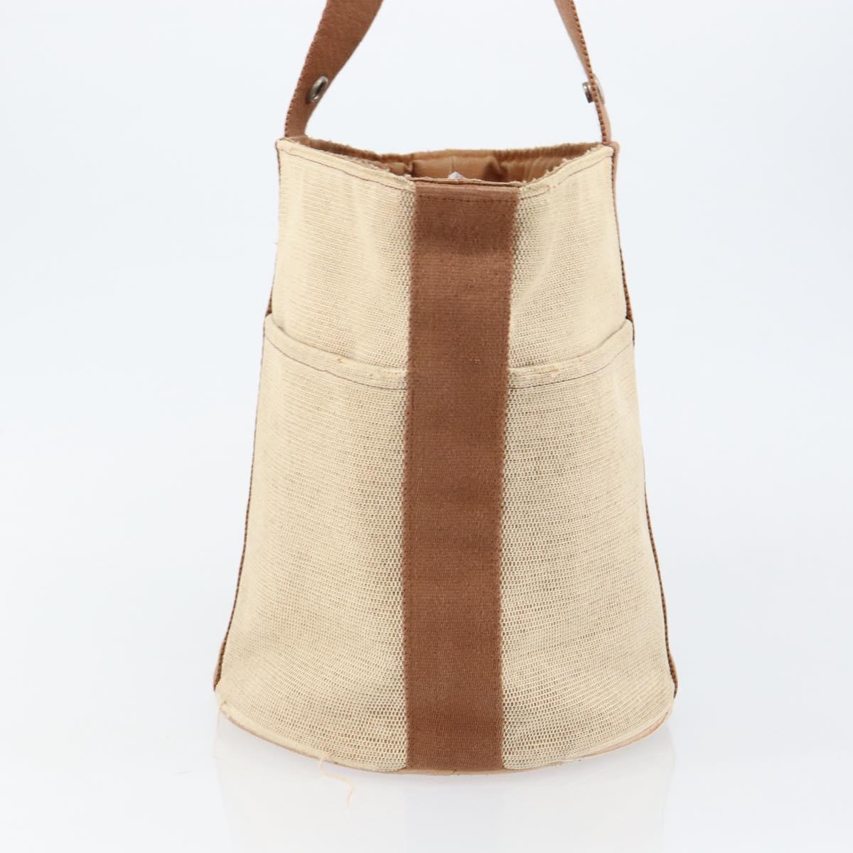 HERMES Sakso MM Hand Bag Canvas Beige Auth BA6270