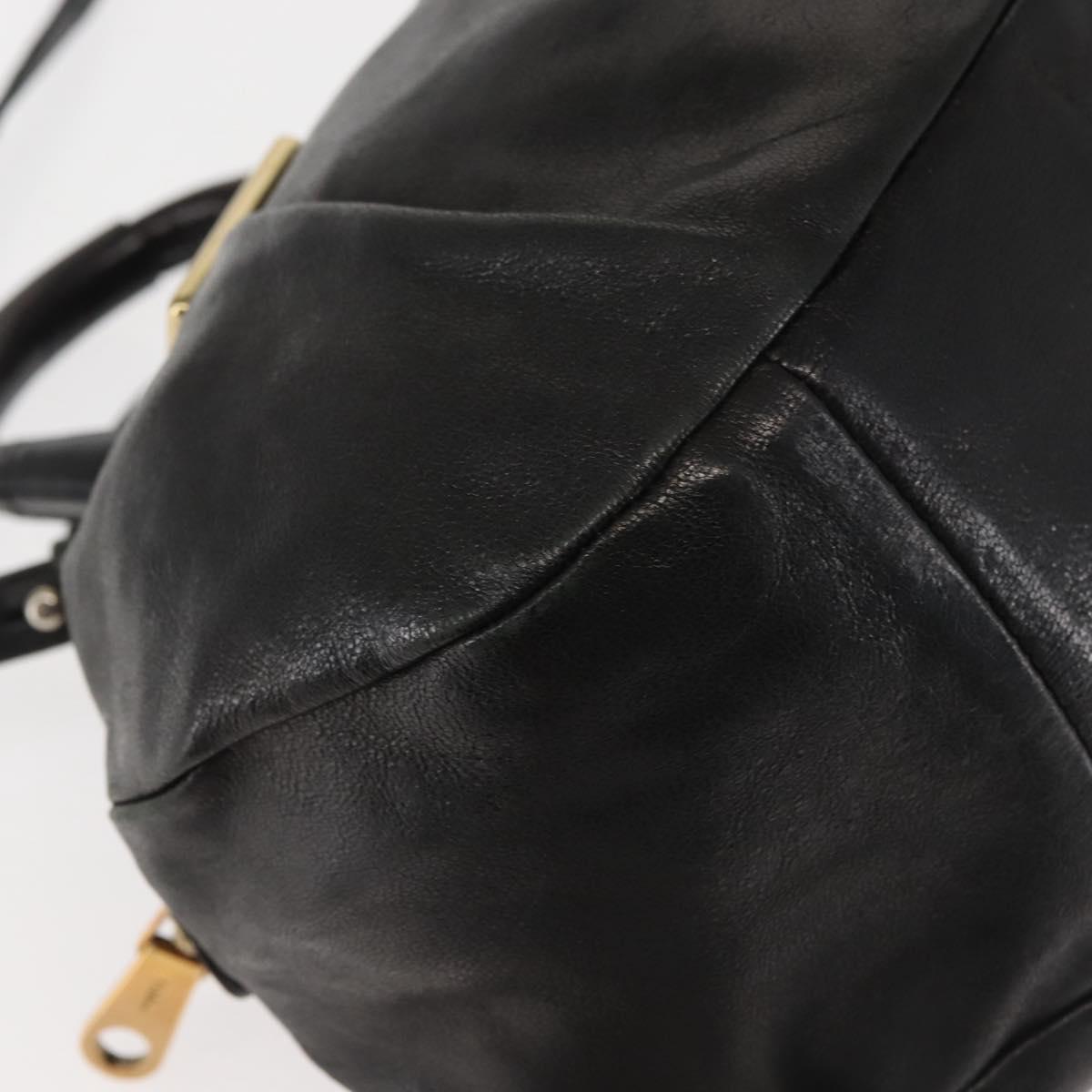 Chloe Etel Hand Bag Leather 2way Black Gold Auth BA6272