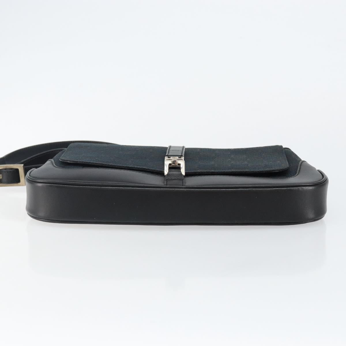 GUCCI GG Canvas Jackie Shoulder Bag Black Silver 001 3824 3444 Auth BA6281
