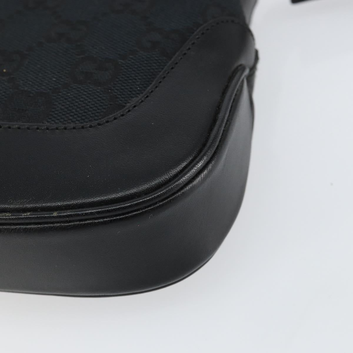 GUCCI GG Canvas Jackie Shoulder Bag Black Silver 001 3824 3444 Auth BA6281