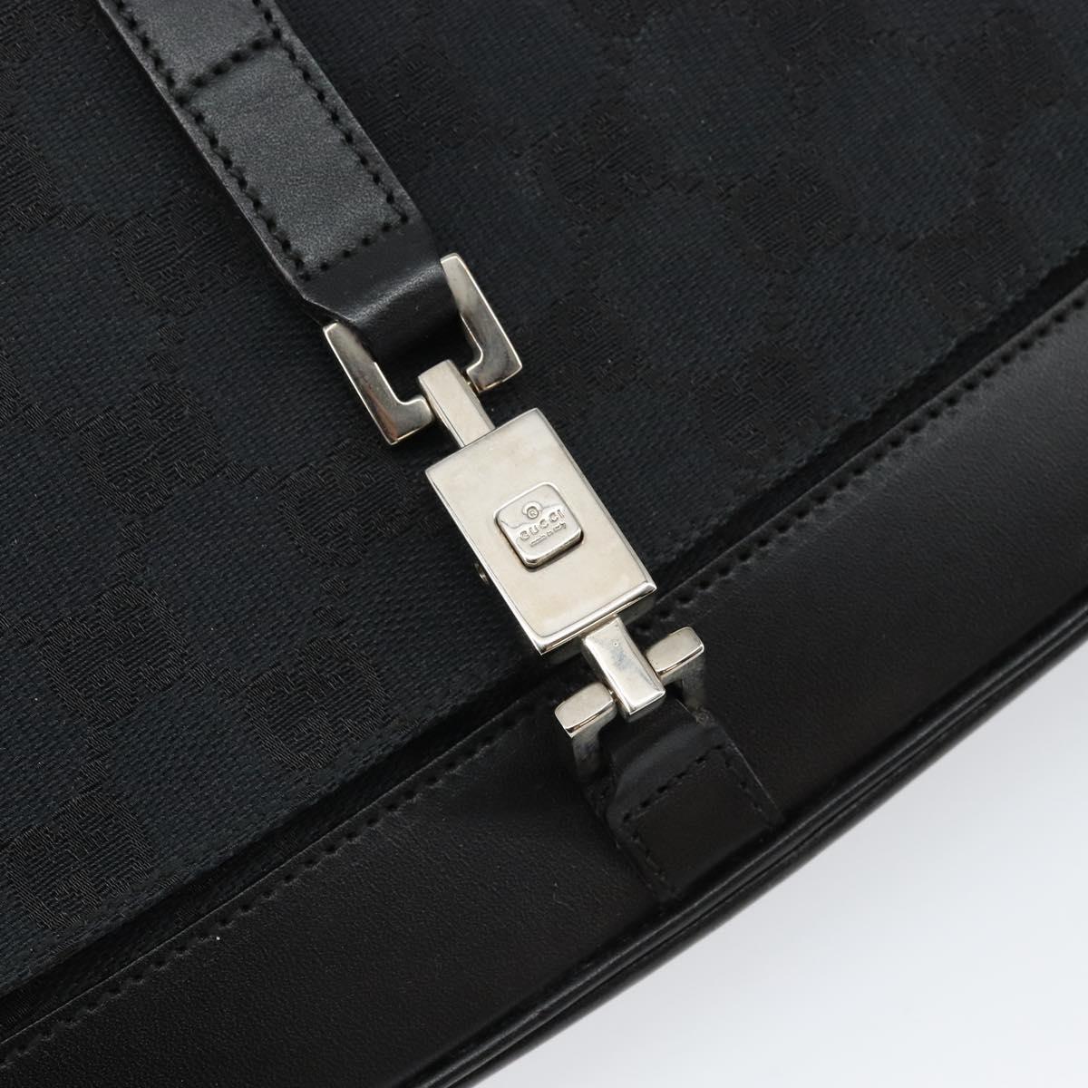GUCCI GG Canvas Jackie Shoulder Bag Black Silver 001 3824 3444 Auth BA6281
