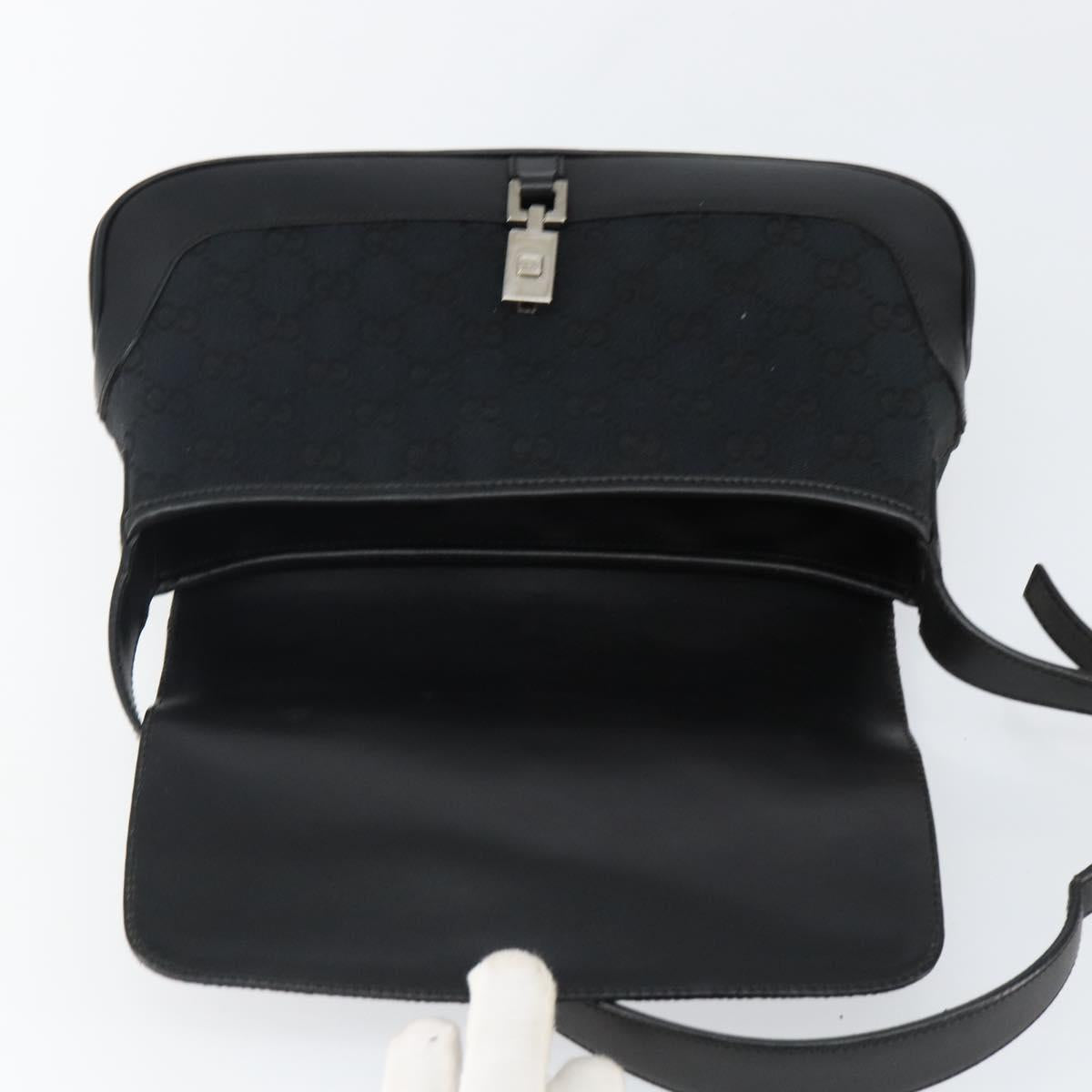 GUCCI GG Canvas Jackie Shoulder Bag Black Silver 001 3824 3444 Auth BA6281