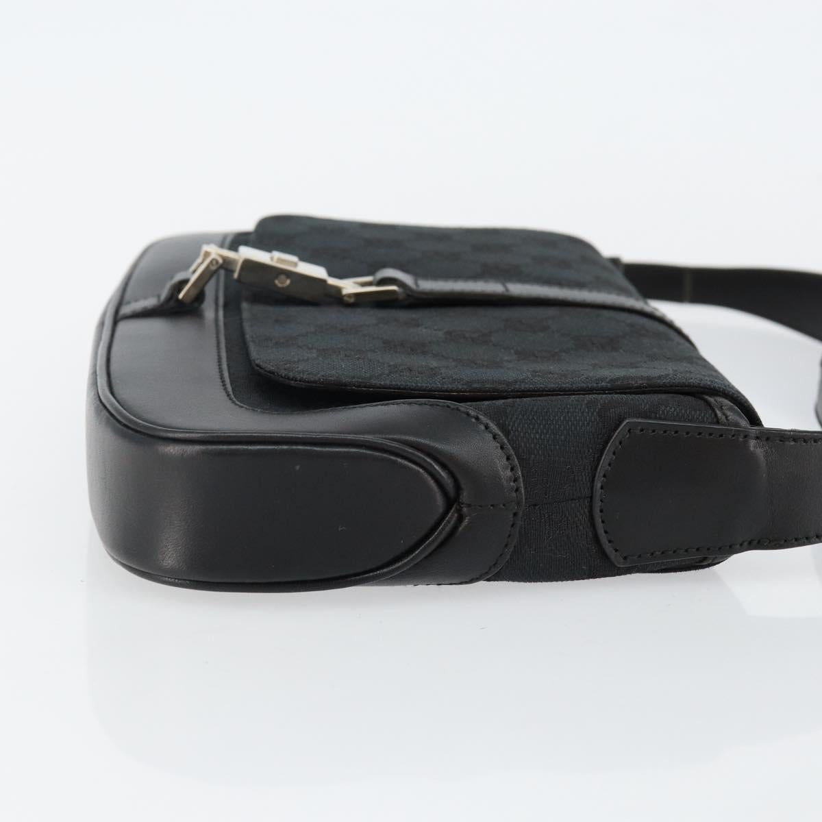 GUCCI GG Canvas Jackie Shoulder Bag Black Silver 001 3824 3444 Auth BA6281
