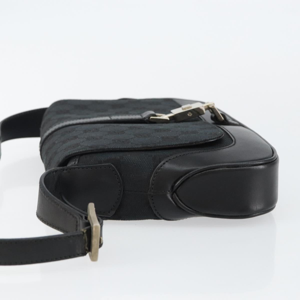 GUCCI GG Canvas Jackie Shoulder Bag Black Silver 001 3824 3444 Auth BA6281