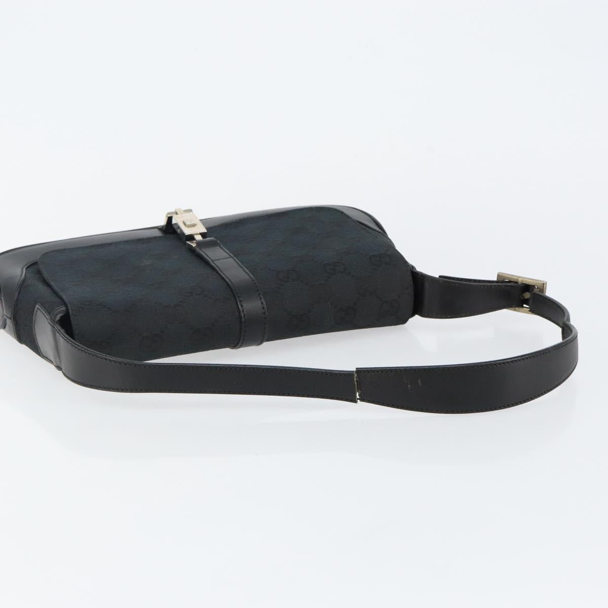 GUCCI GG Canvas Jackie Shoulder Bag Black Silver 001 3824 3444 Auth BA6281
